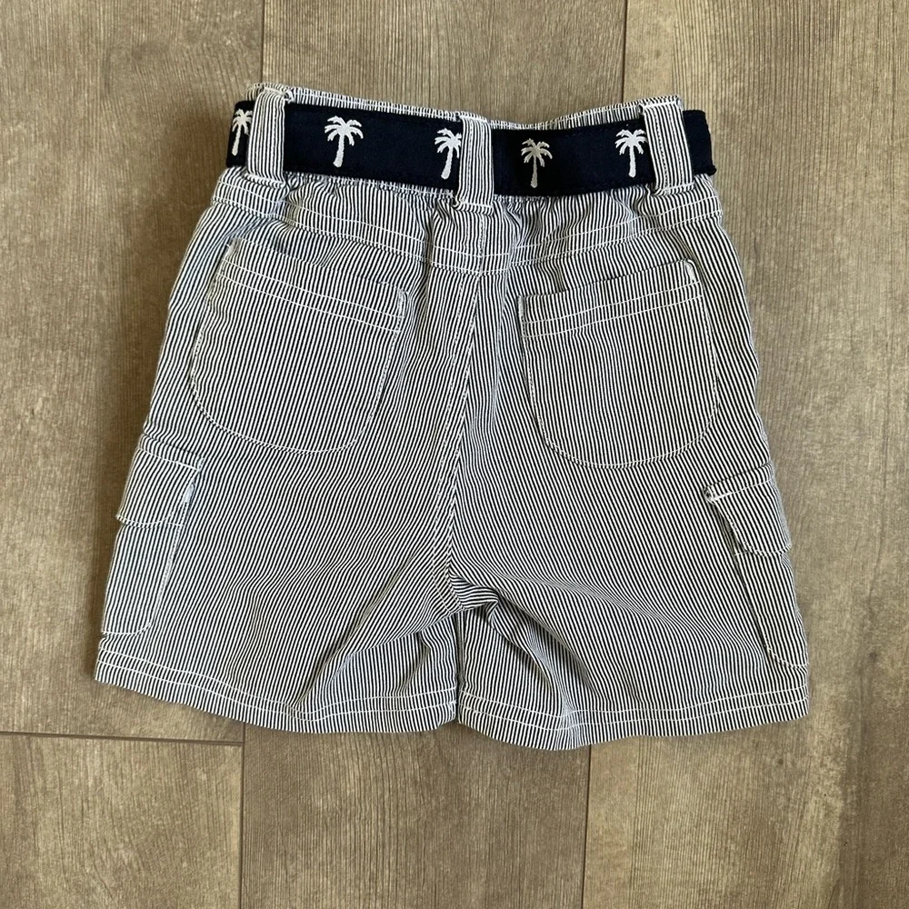 New Gymboree Striped Seersucker Cargo Shorts & Nautical Palm Belt 6-12M baby boy